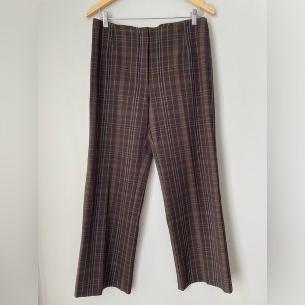 Vintage 70s Inspired Brown Plaid Cropped Trouser Pants Size 10 Petite